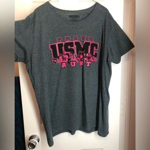 Marine Corps Proud Aunt T-shirt women’s 2X Grey & Hot Pink